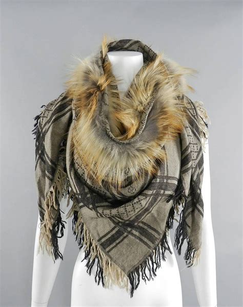 gucci vintage l shawl|gucci scarf with fur trim.